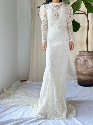 1930s Lace Long Sleeve Gown - XXS