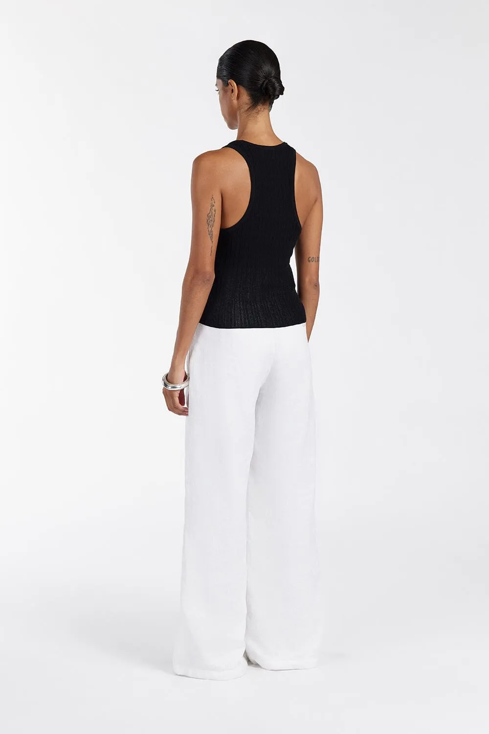 ALMA BLACK TEXTURED SCOOP KNIT TANK