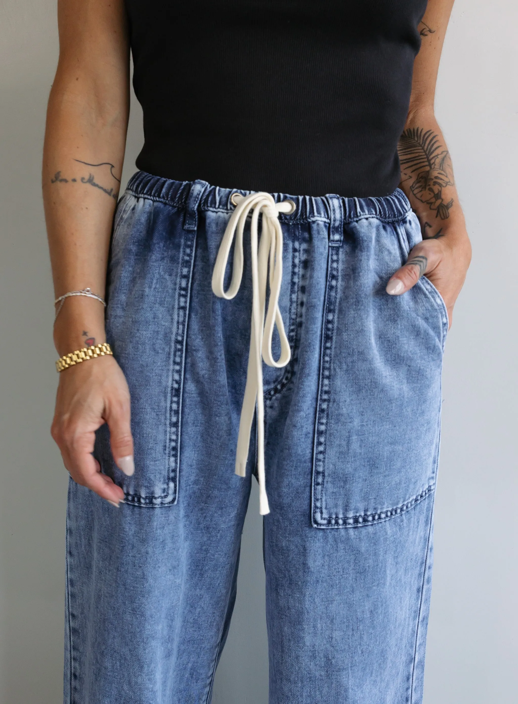 Amanda Drawstring Denim Pants
