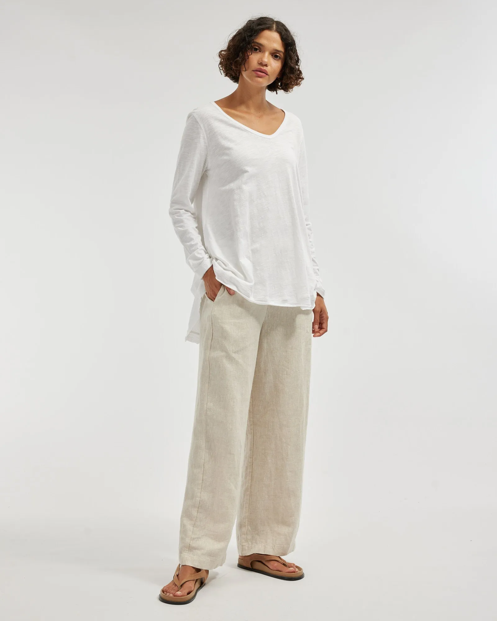 Andie Long Sleeve Tunic Top - White