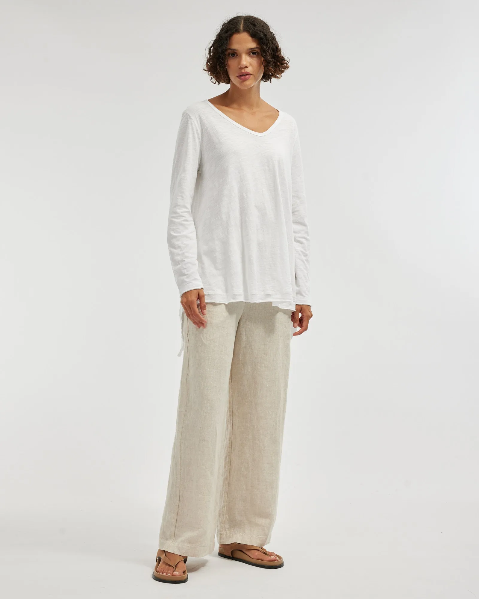 Andie Long Sleeve Tunic Top - White