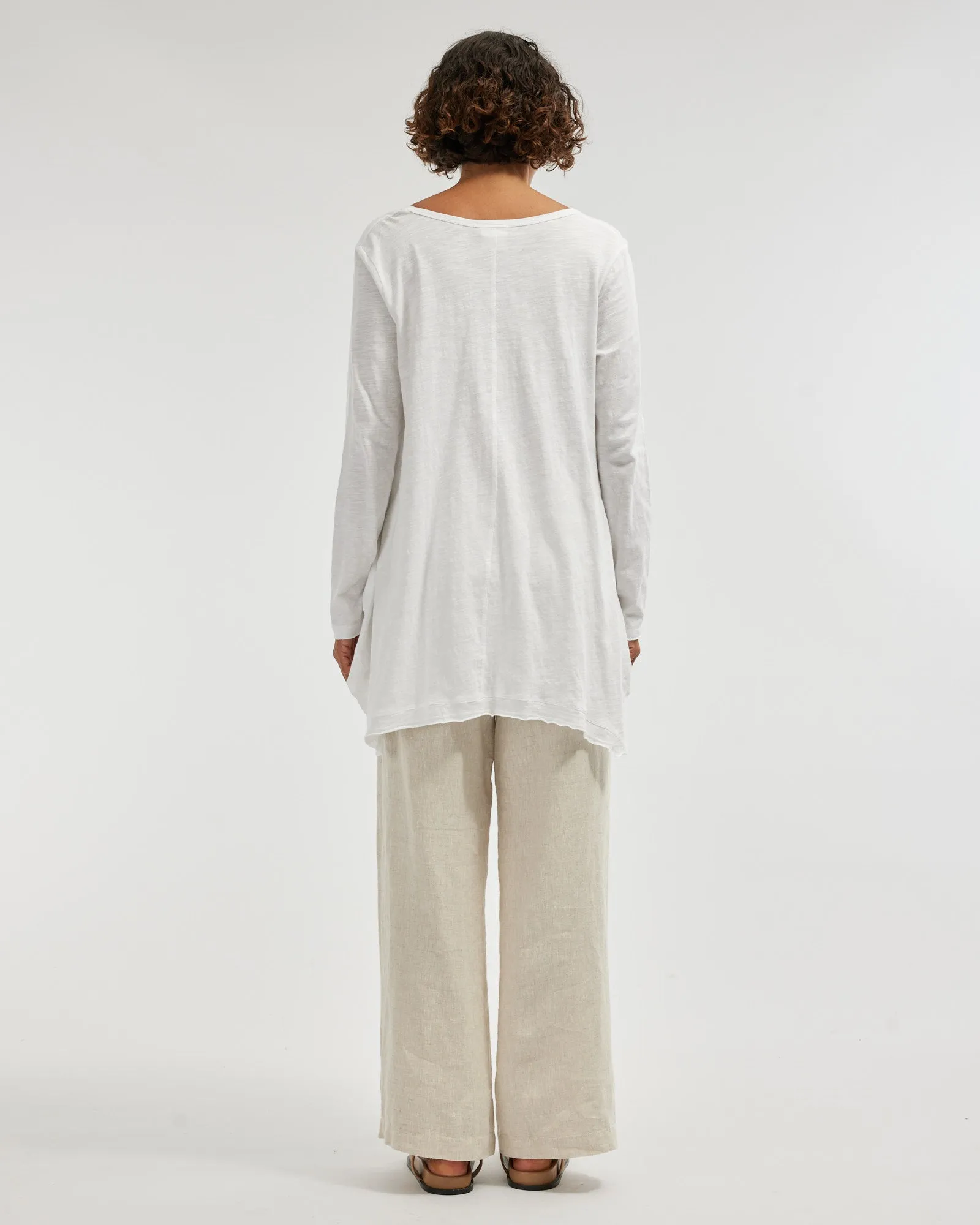 Andie Long Sleeve Tunic Top - White