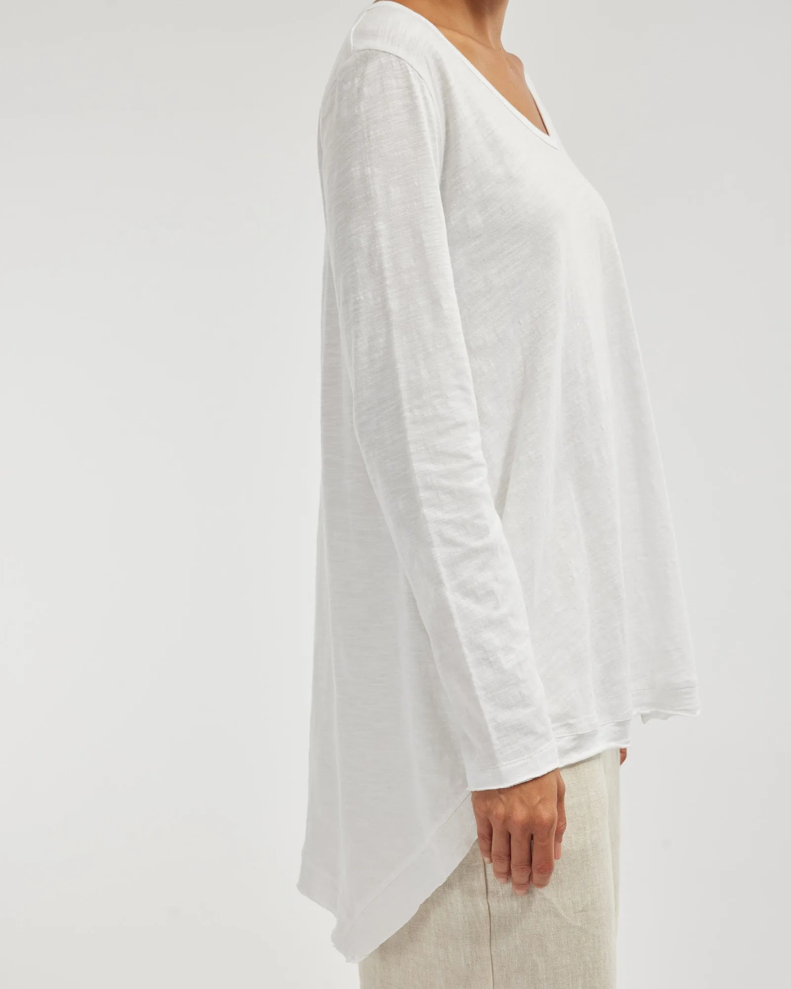 Andie Long Sleeve Tunic Top - White