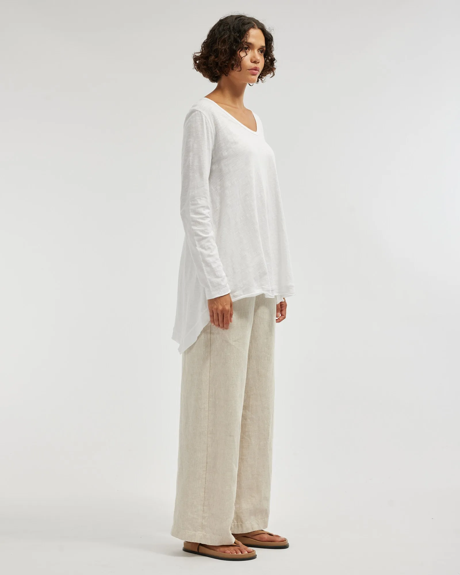 Andie Long Sleeve Tunic Top - White