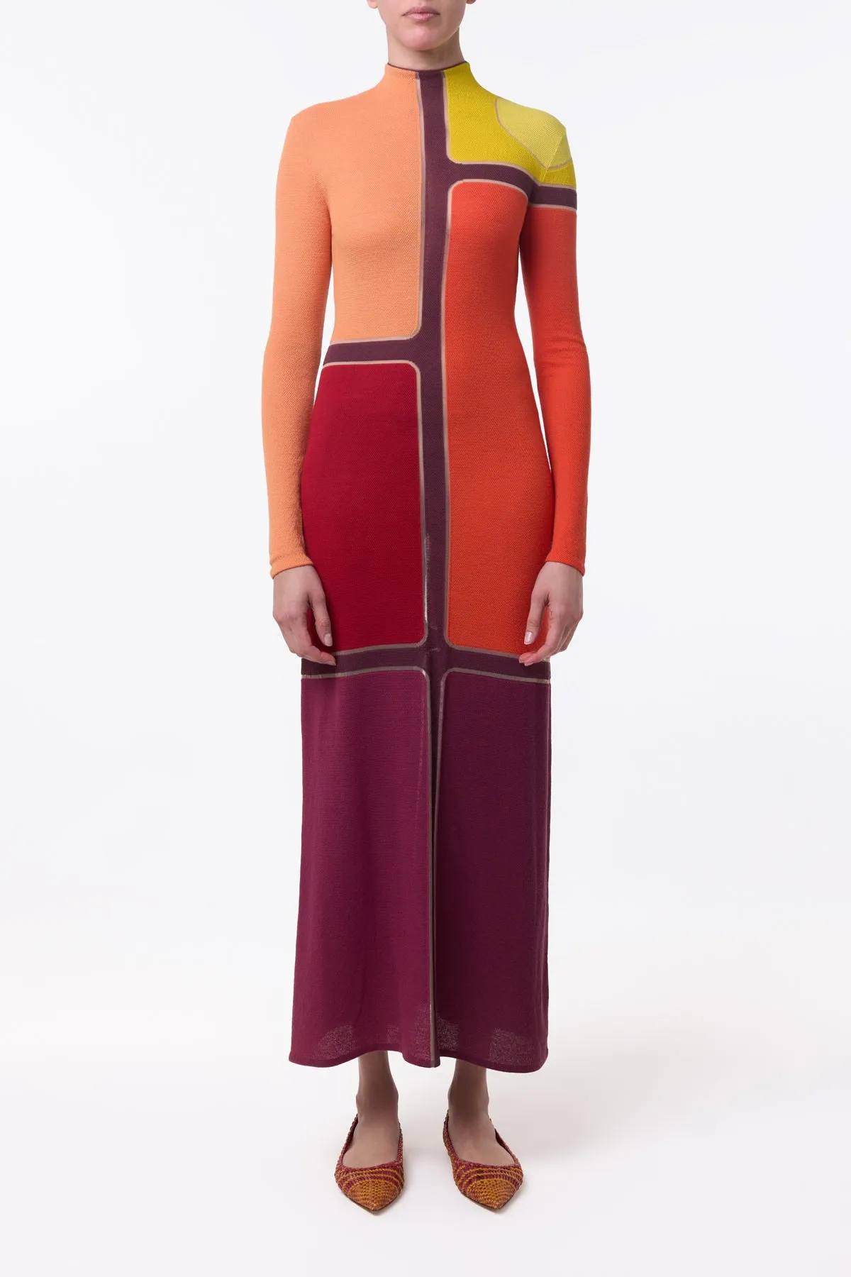 Apollonis Knit Maxi Dress in Multi Merino Wool Cashmere