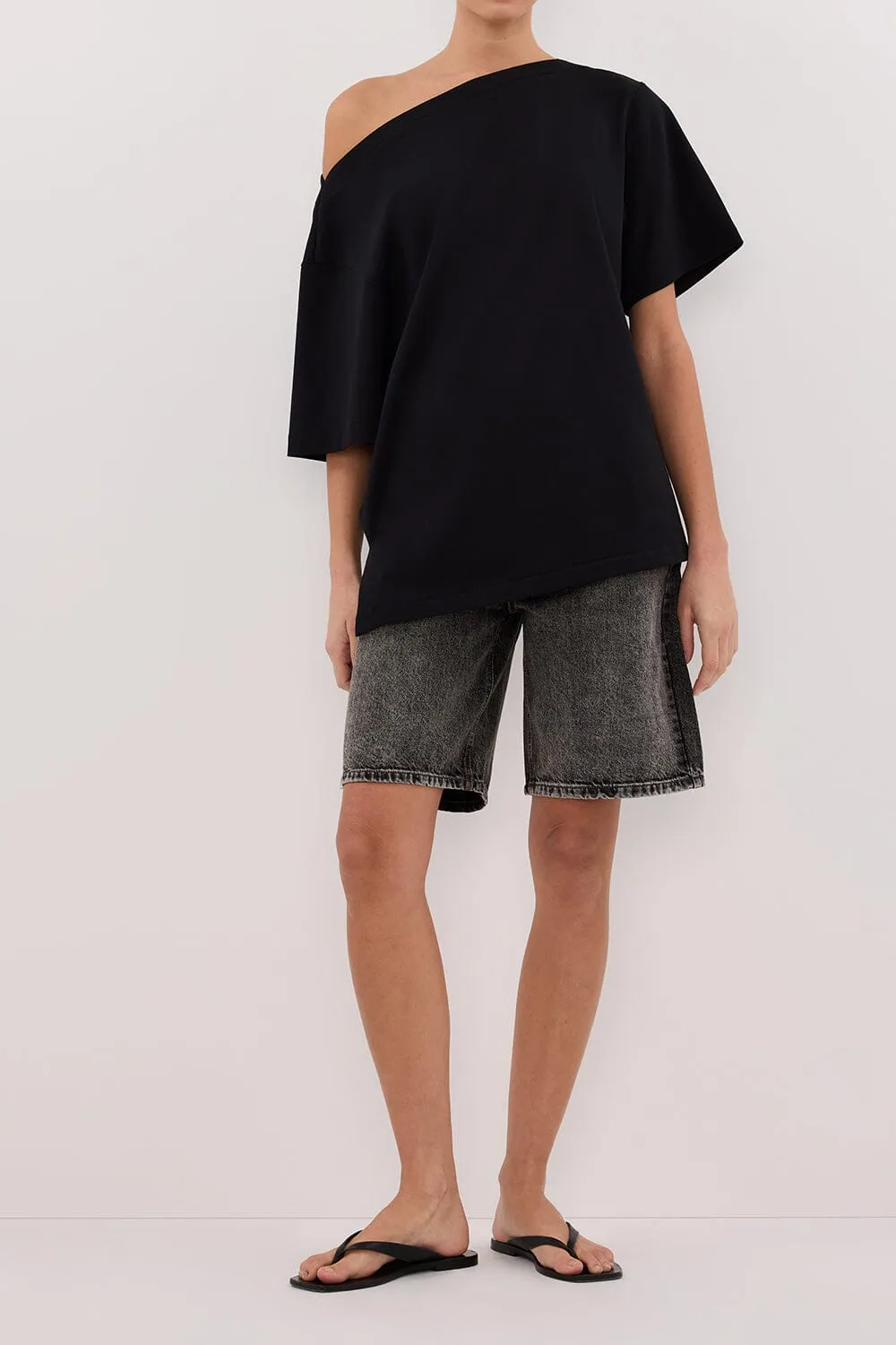 BAMBI WASHED BLACK BERMUDA DENIM SHORT