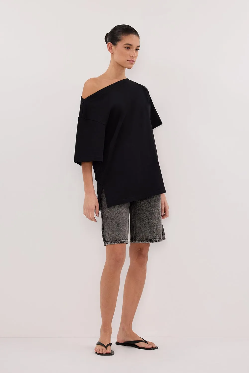 BAMBI WASHED BLACK BERMUDA DENIM SHORT