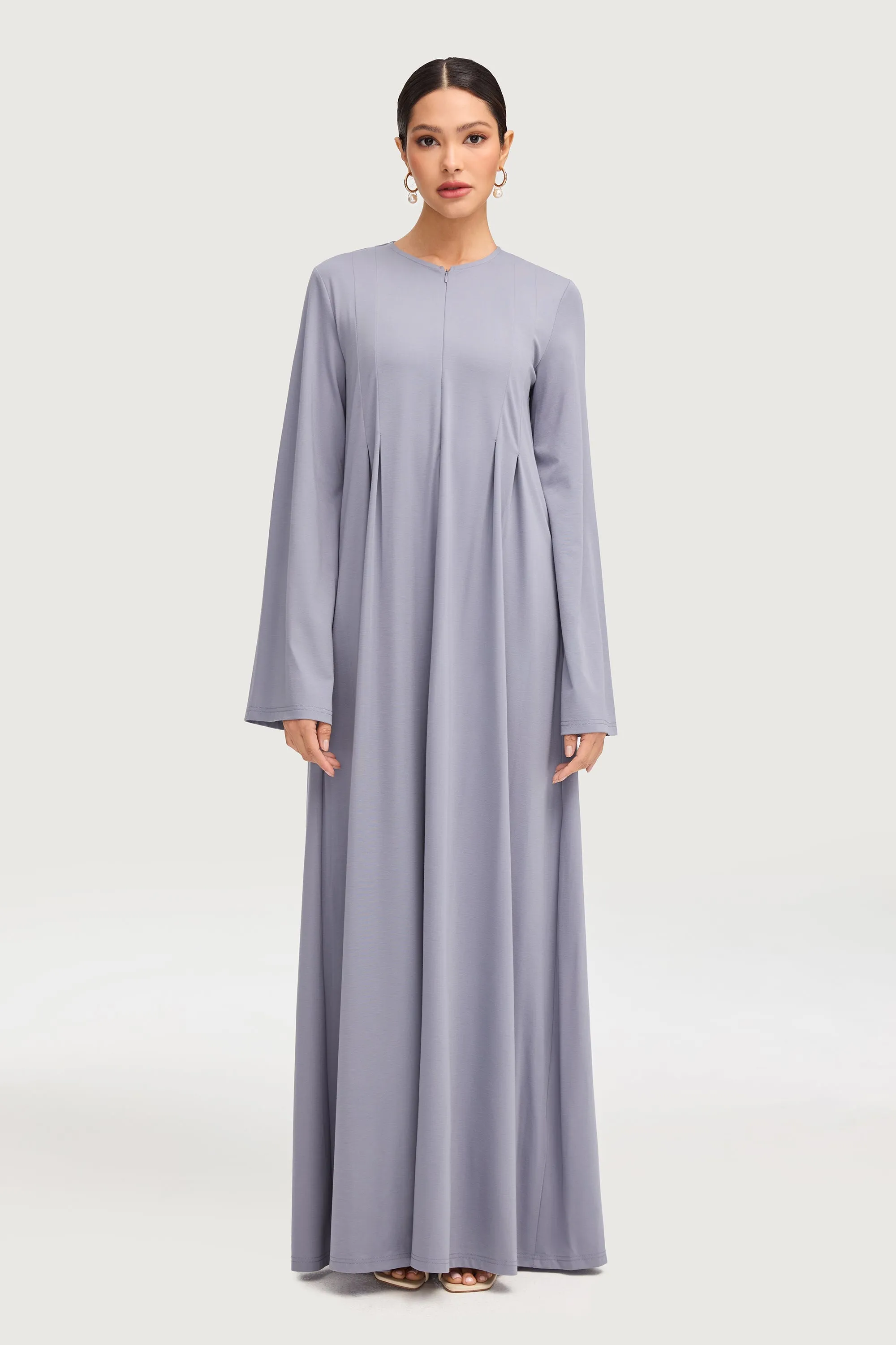 Basima Zip Front Abaya - Denim
