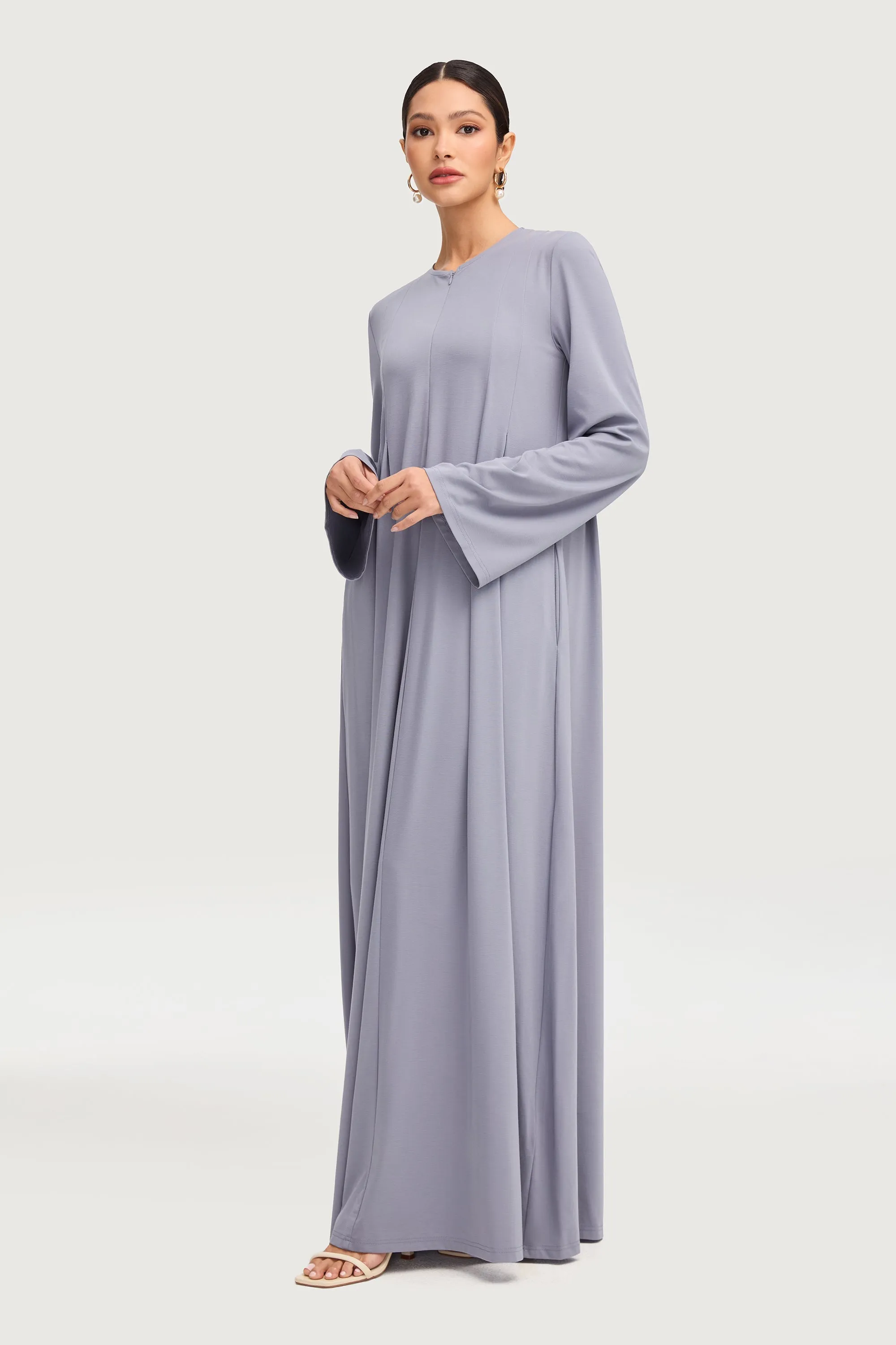Basima Zip Front Abaya - Denim