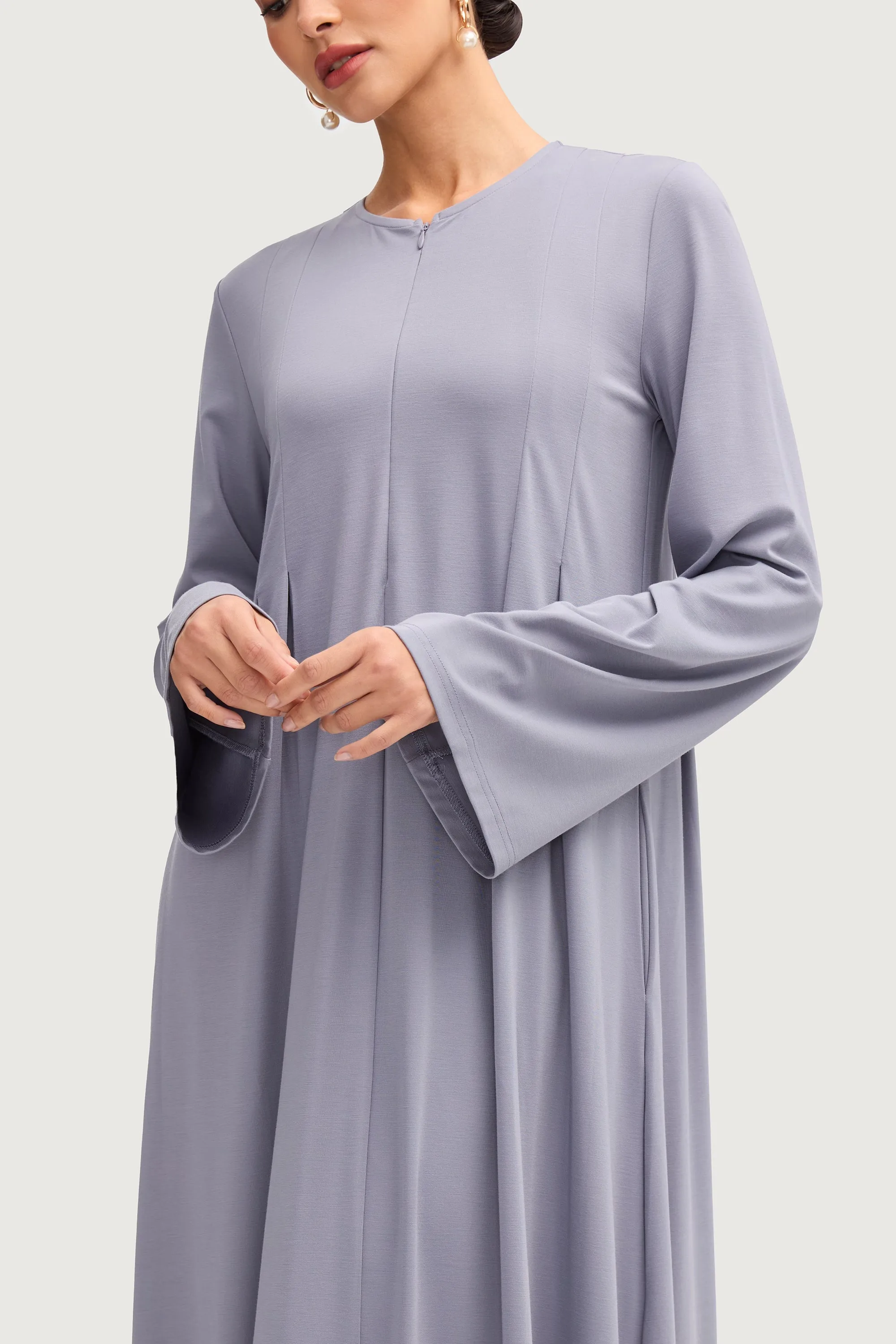 Basima Zip Front Abaya - Denim