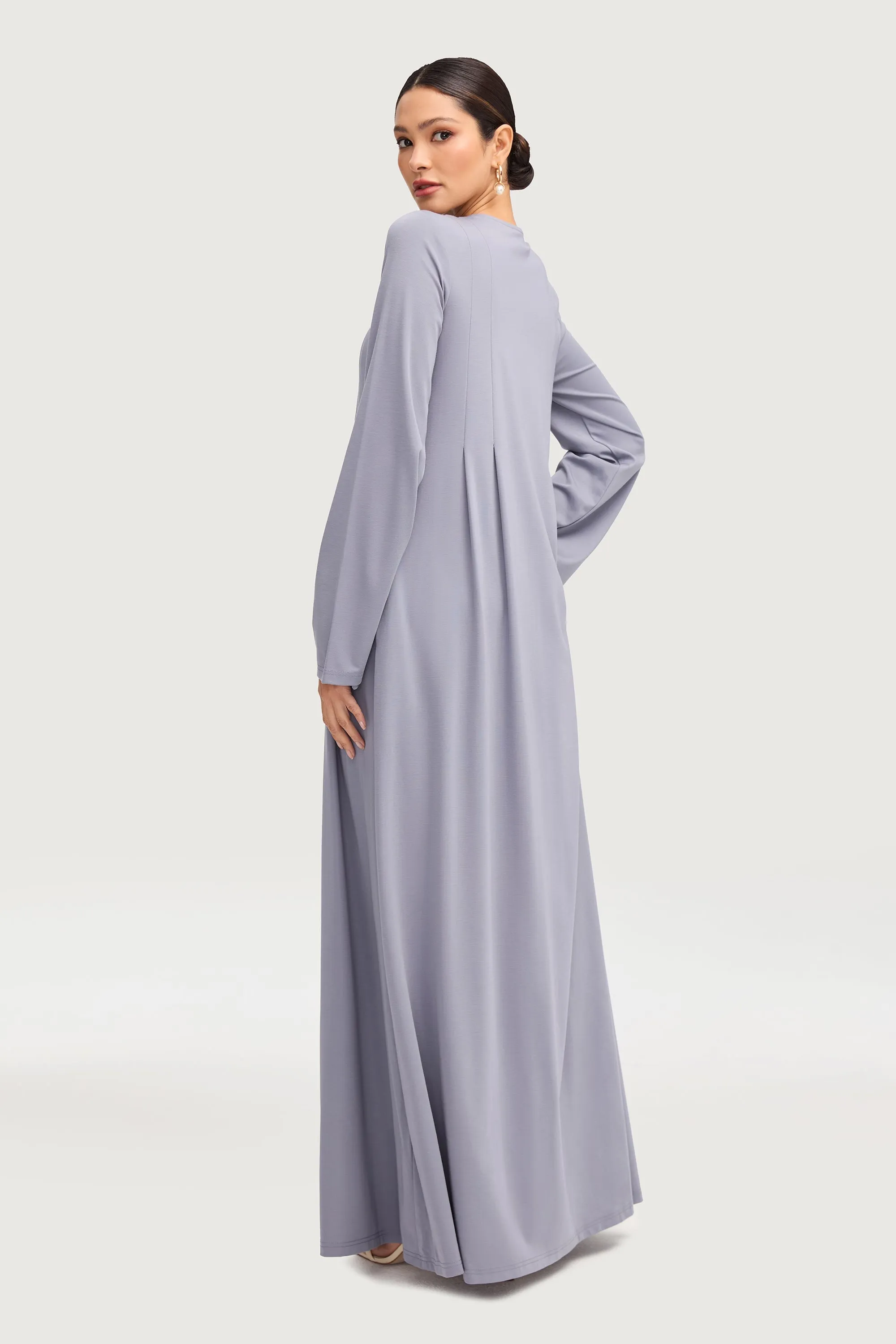Basima Zip Front Abaya - Denim