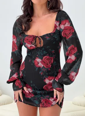 Bayford Long Sleeve Mini Dress Red / Black Petite