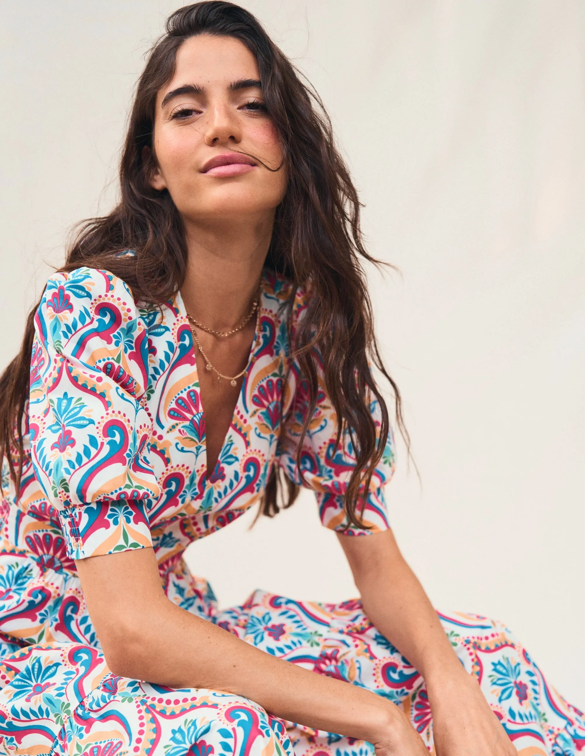 Bella Puff Sleeve Maxi Dress-Multi. Ornamental Floral