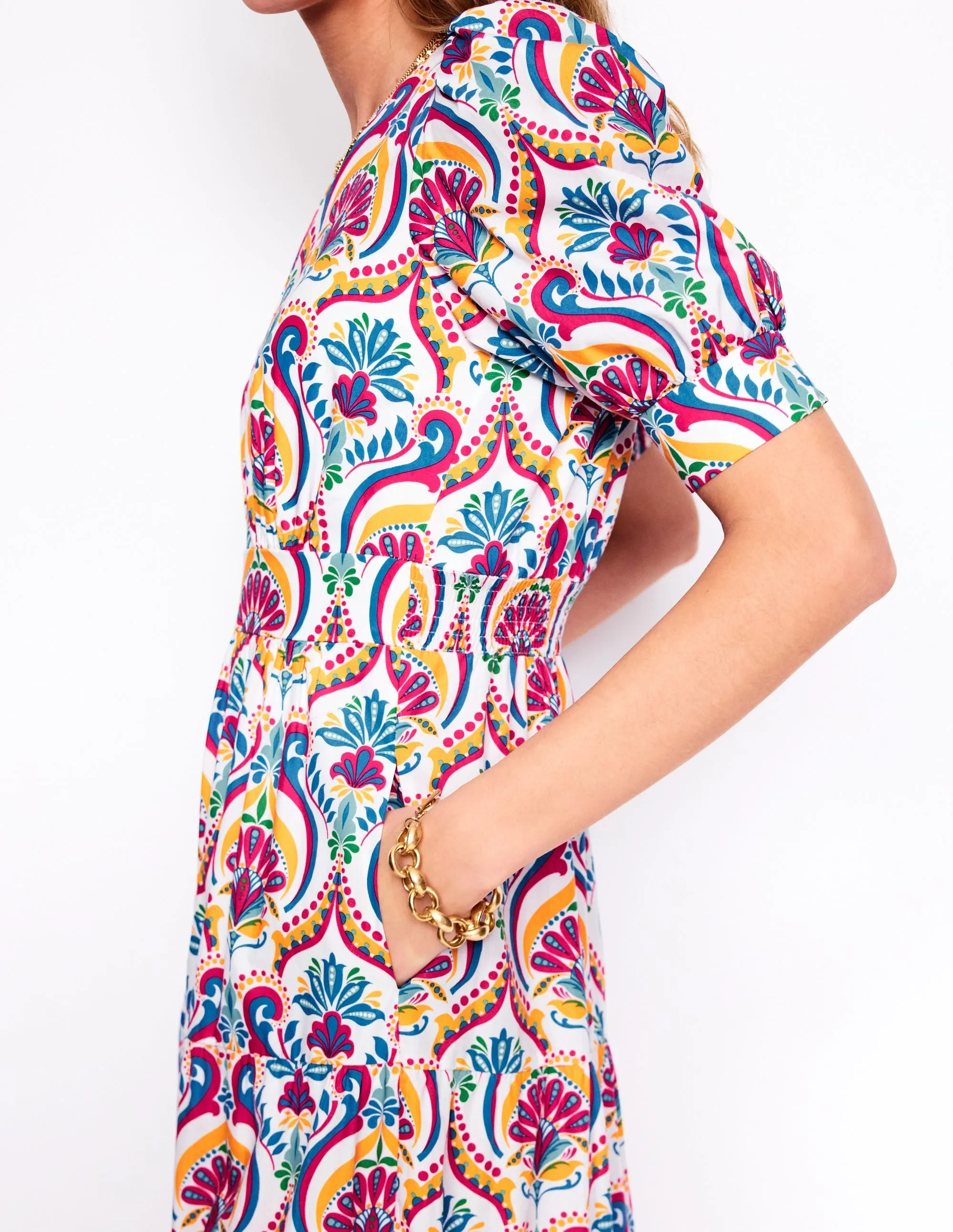 Bella Puff Sleeve Maxi Dress-Multi. Ornamental Floral