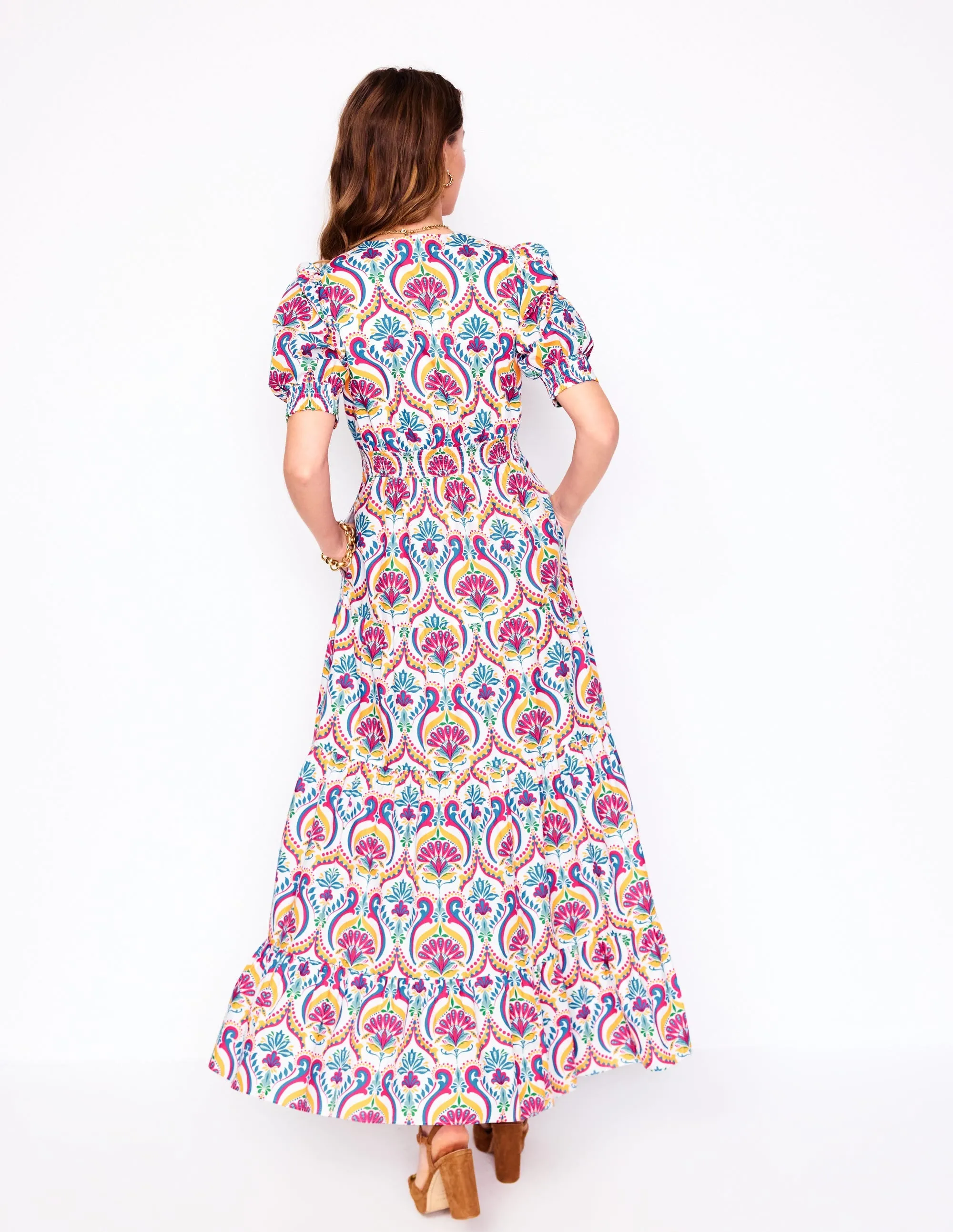 Bella Puff Sleeve Maxi Dress-Multi. Ornamental Floral
