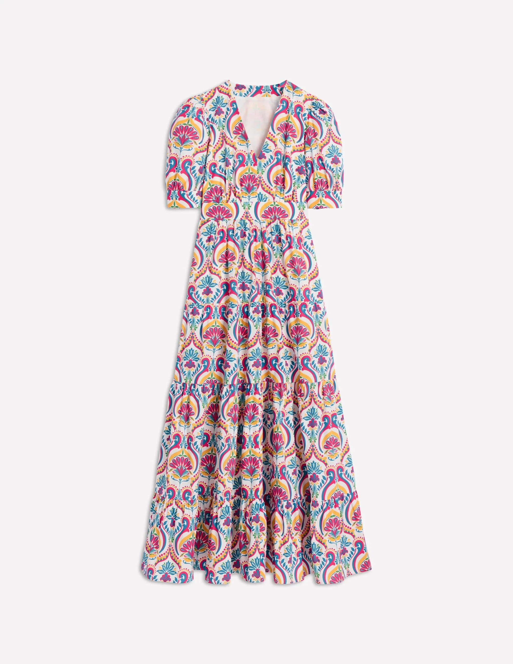 Bella Puff Sleeve Maxi Dress-Multi. Ornamental Floral
