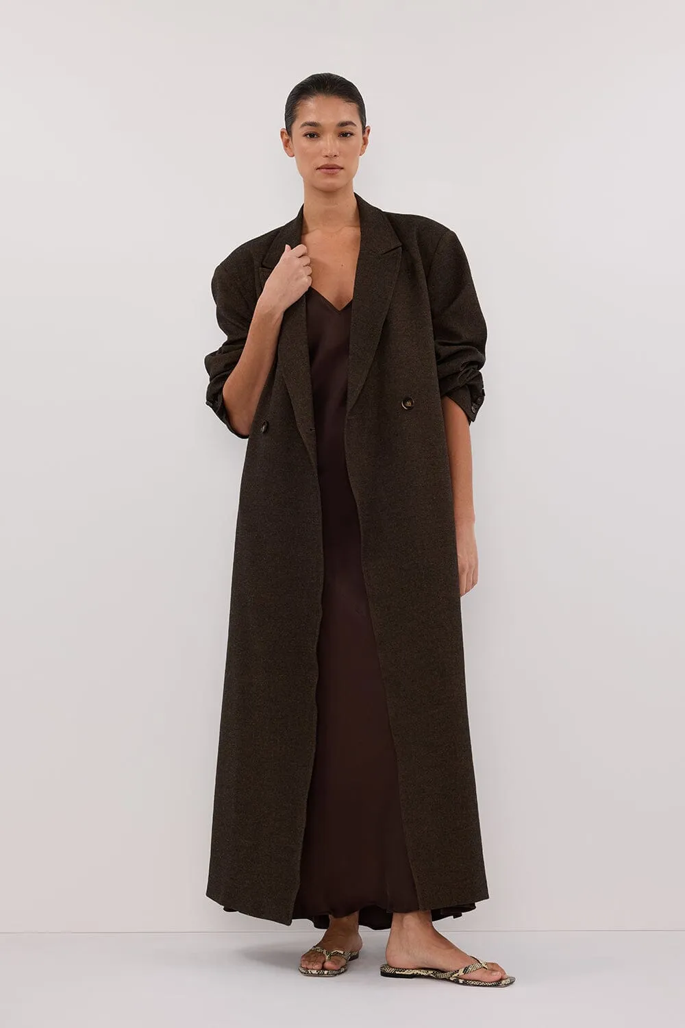 BENTLEY CHOCOLATE WOOL BLEND COAT