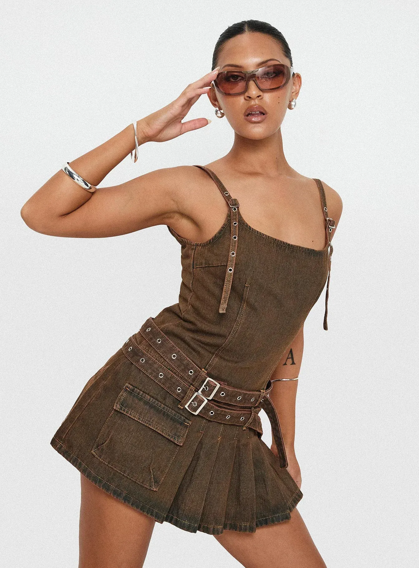 Biker Mini Dress Petrol