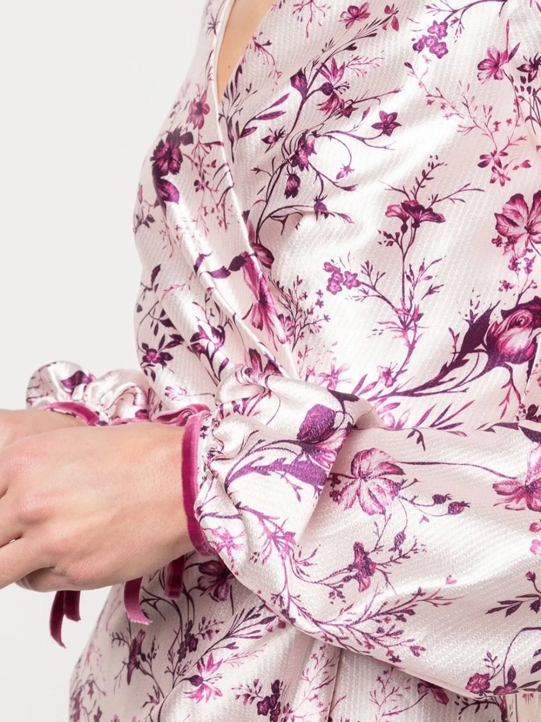 Bishop Sleeve Floral Print Charm Gown