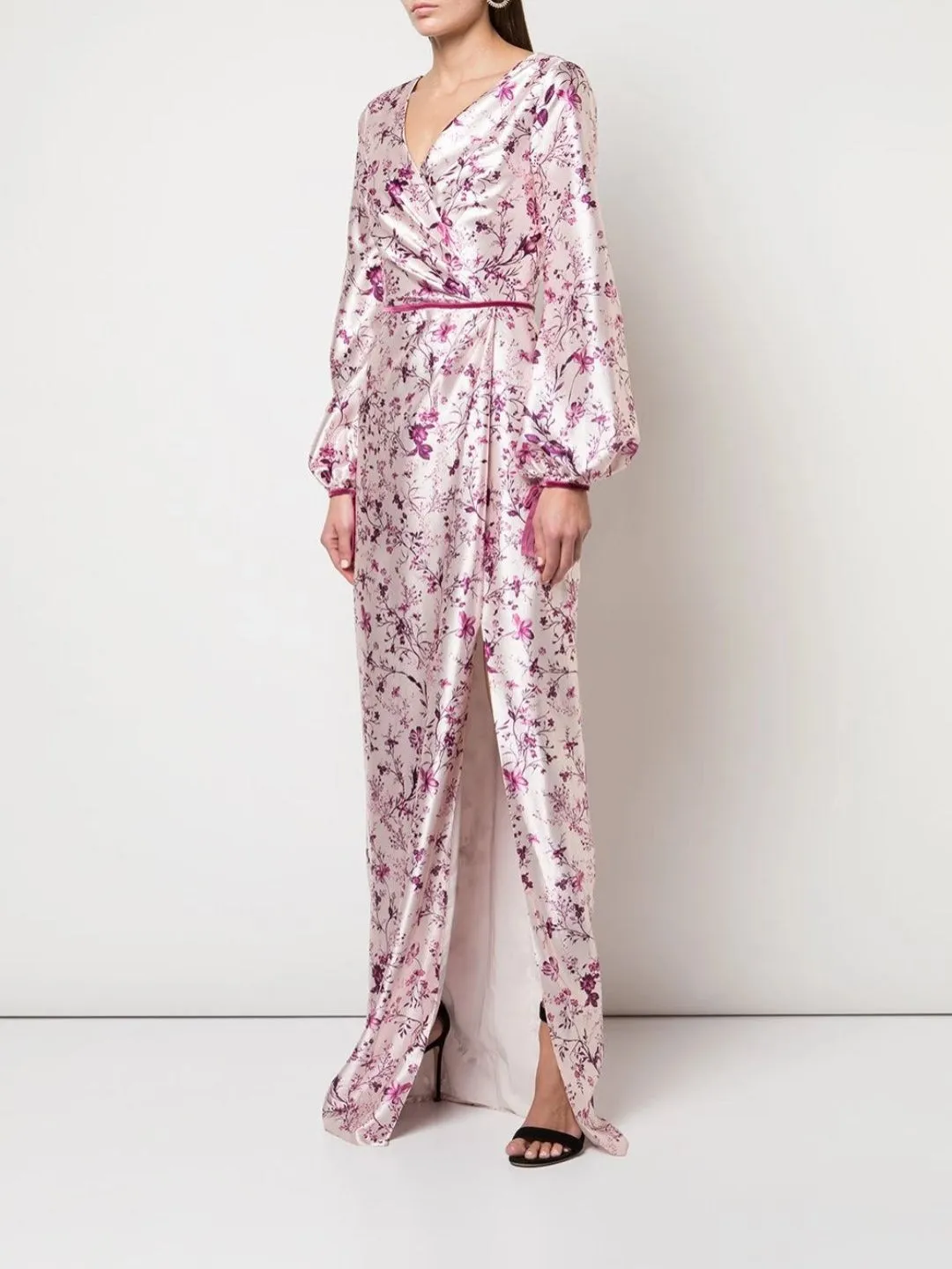 Bishop Sleeve Floral Print Charm Gown