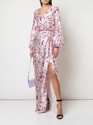 Bishop Sleeve Floral Print Charm Gown