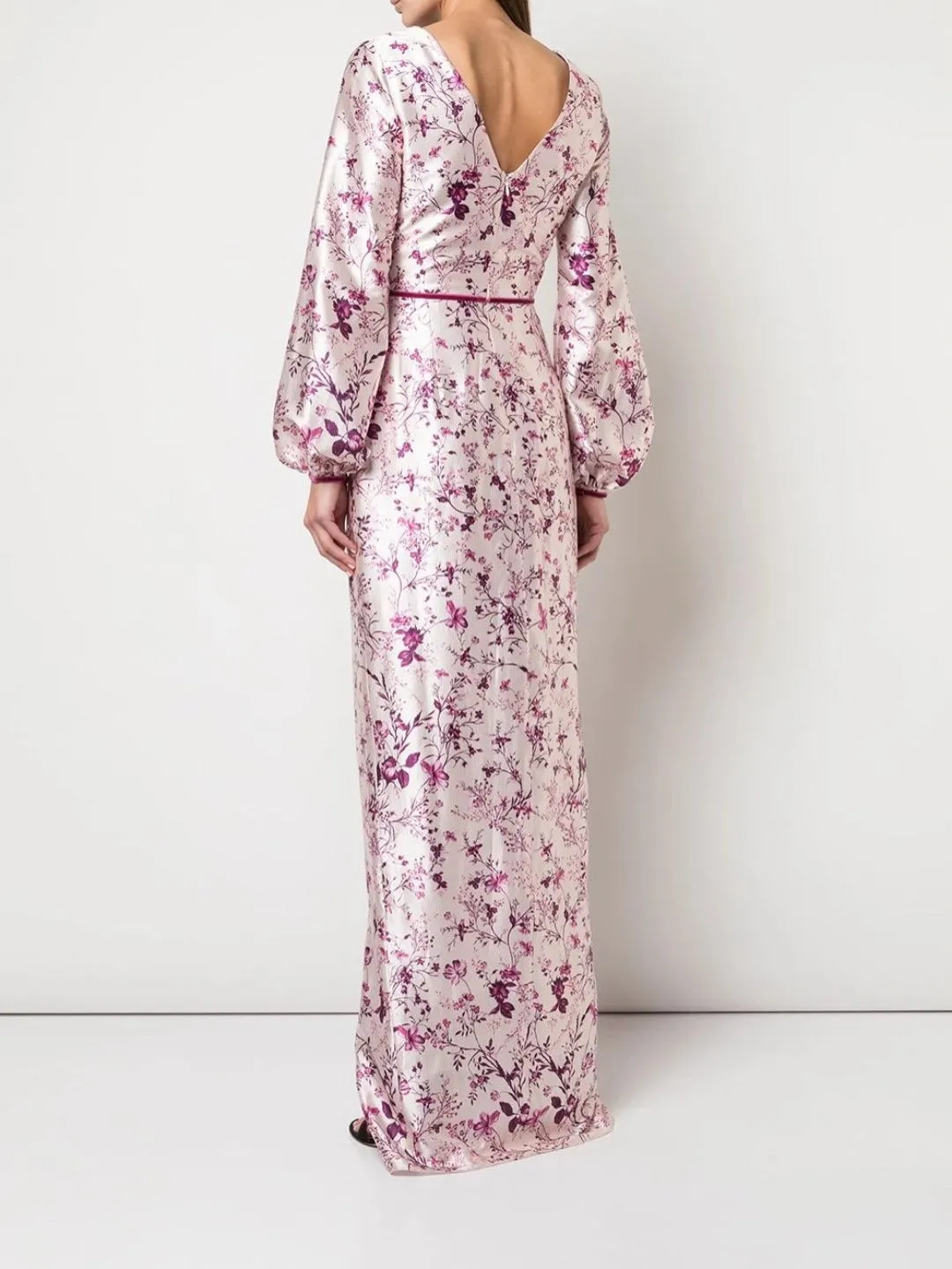Bishop Sleeve Floral Print Charm Gown