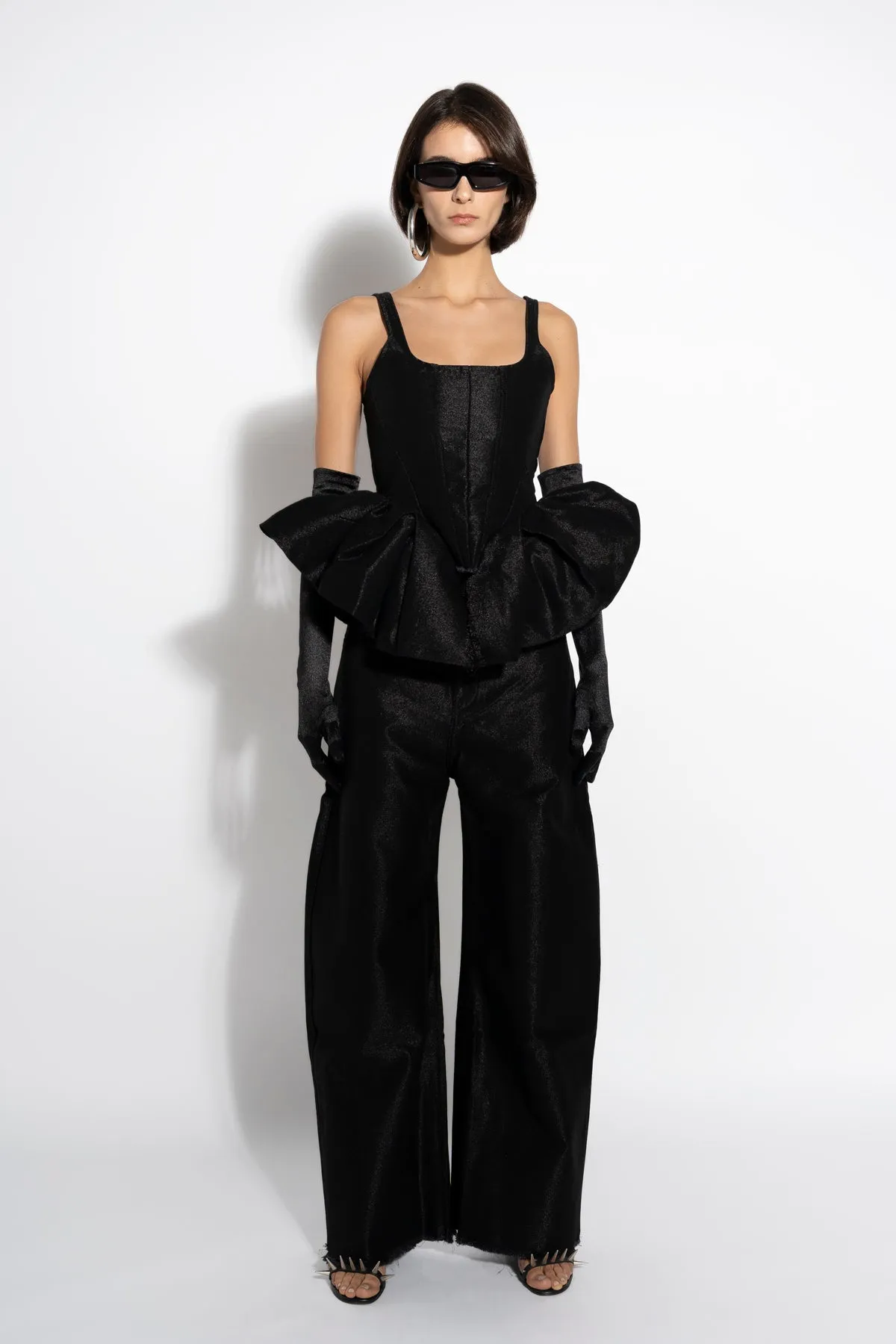 BLACK LUREX FITTED CORSET