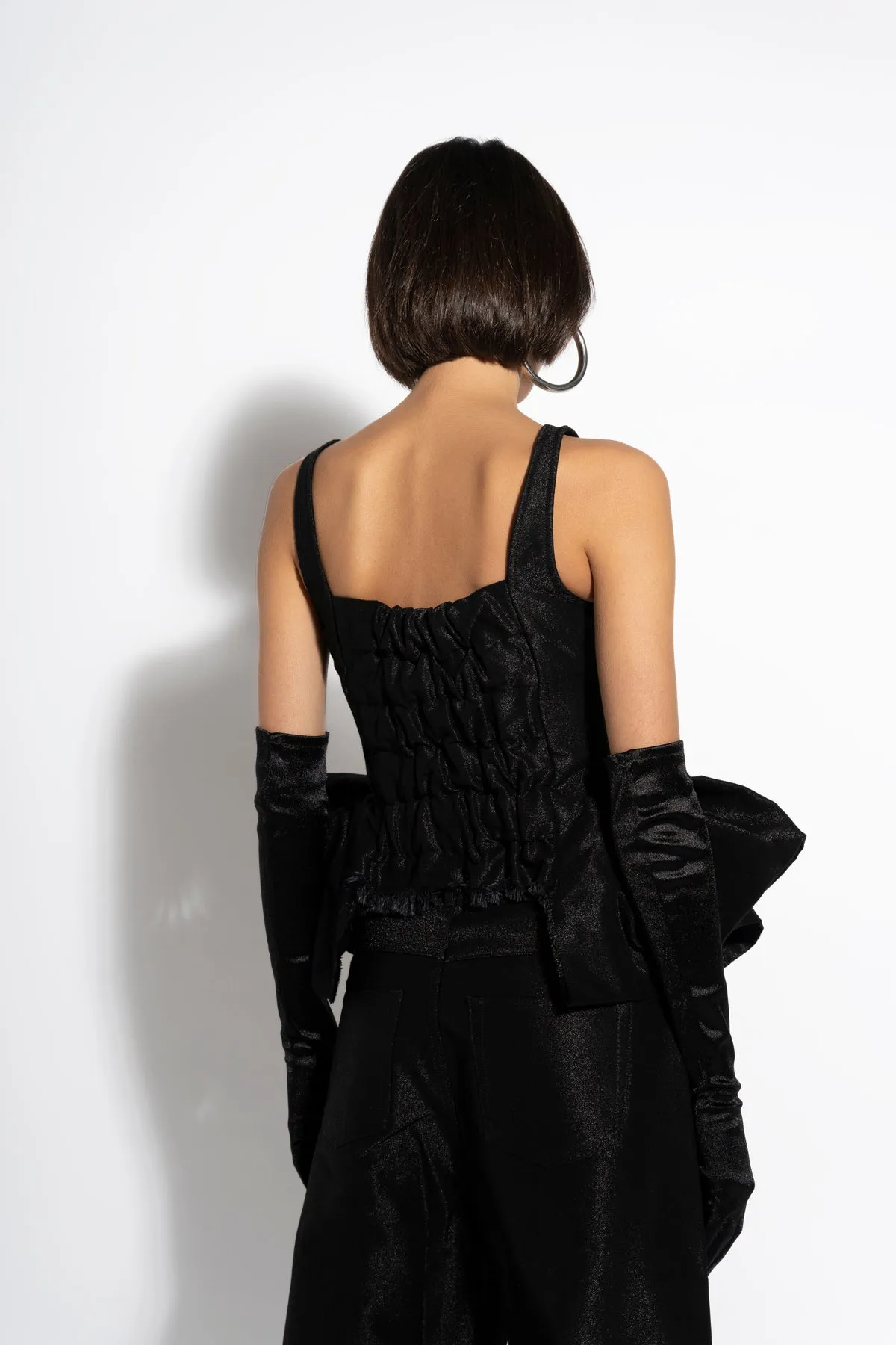 BLACK LUREX FITTED CORSET