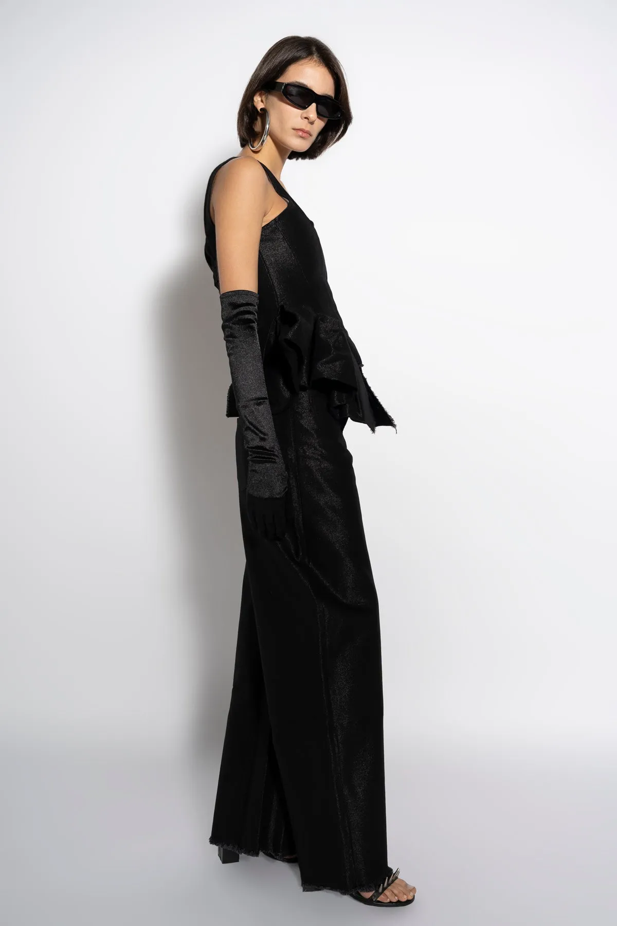 BLACK LUREX FITTED CORSET