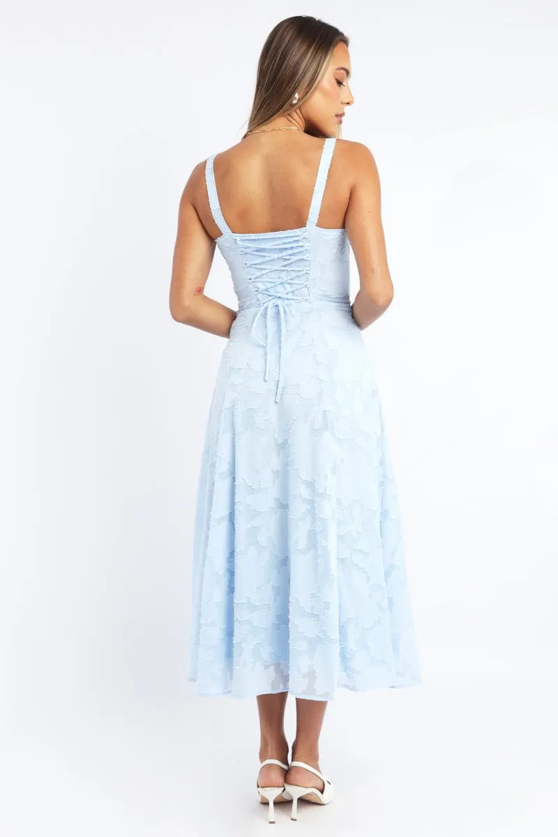 Blue Midi Dress Burn Out