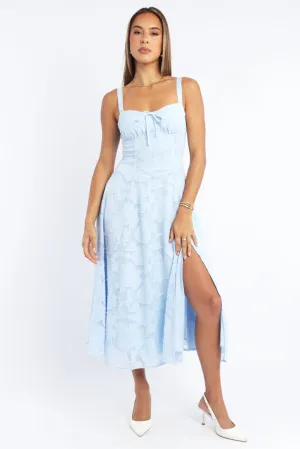 Blue Midi Dress Burn Out