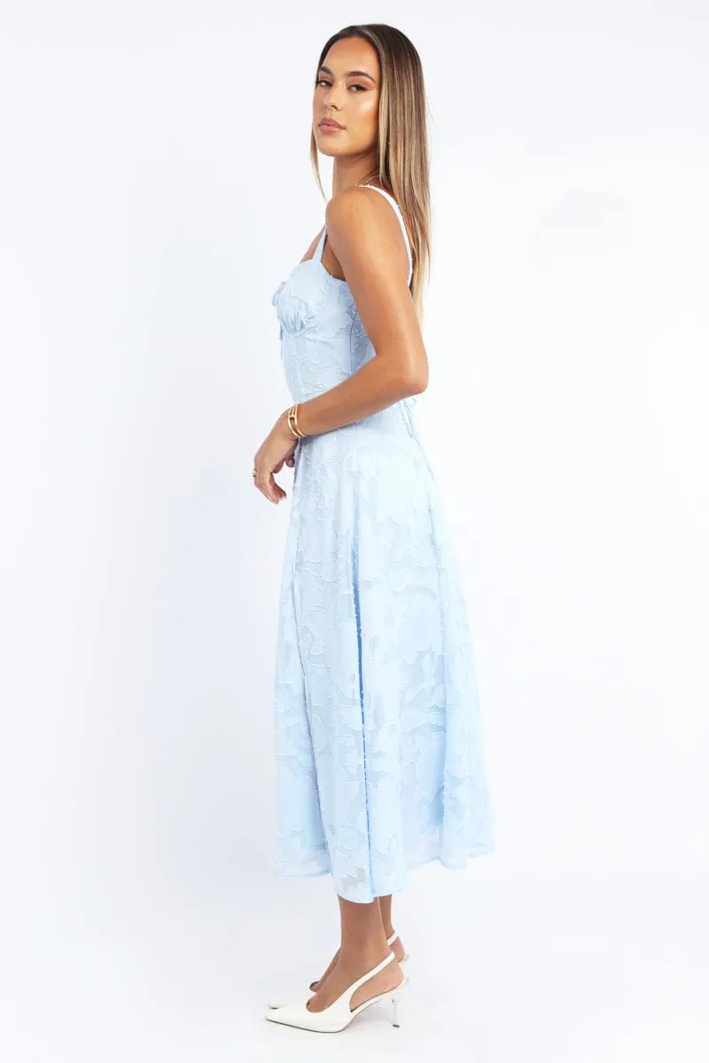 Blue Midi Dress Burn Out