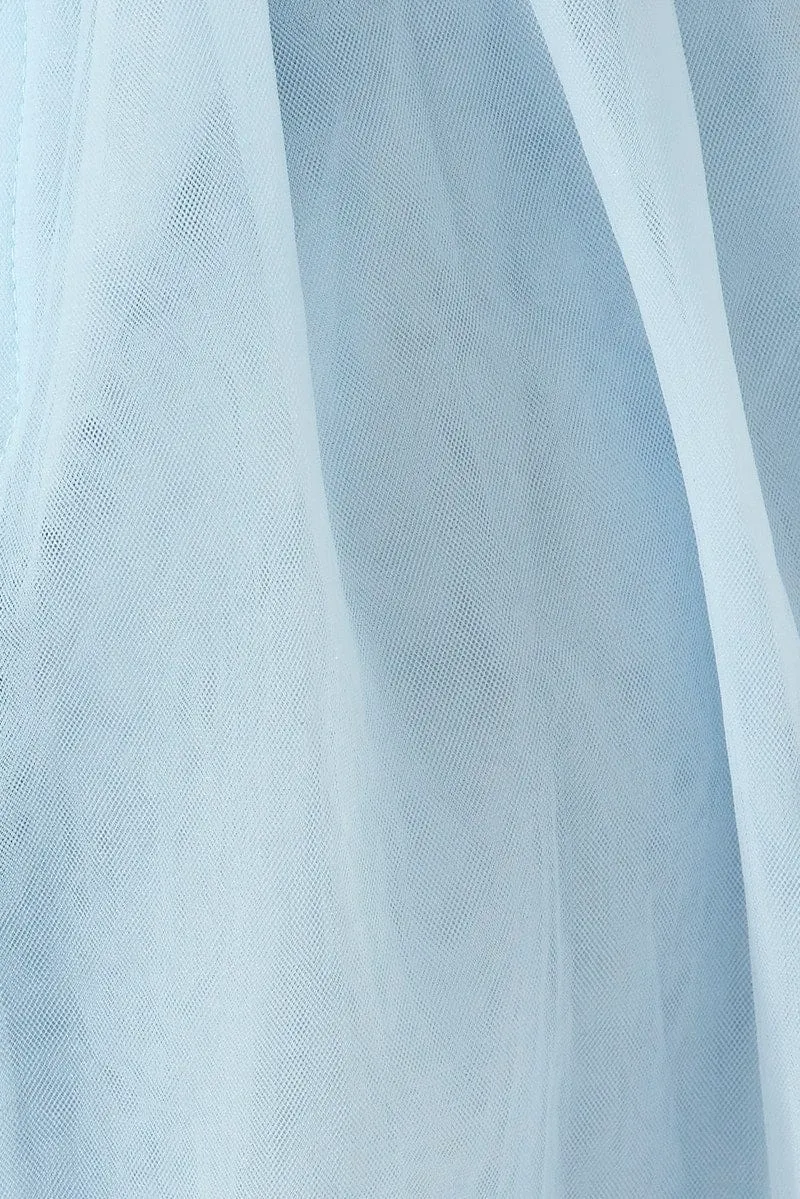 Blue Midi Dress Tulle Corset Detail Occasion Dress