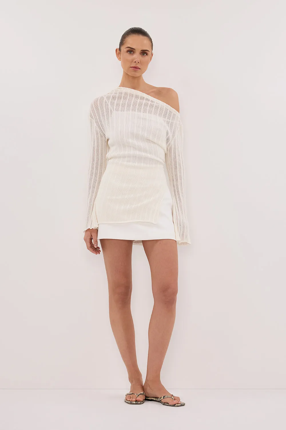 BOWIE IVORY LONG SLEEVE KNIT TOP