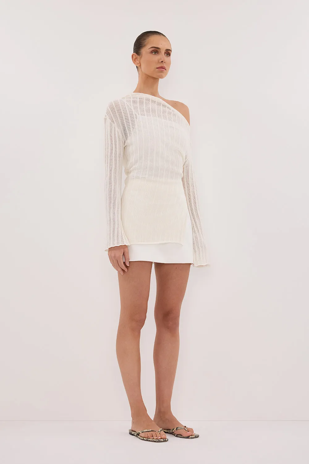 BOWIE IVORY LONG SLEEVE KNIT TOP