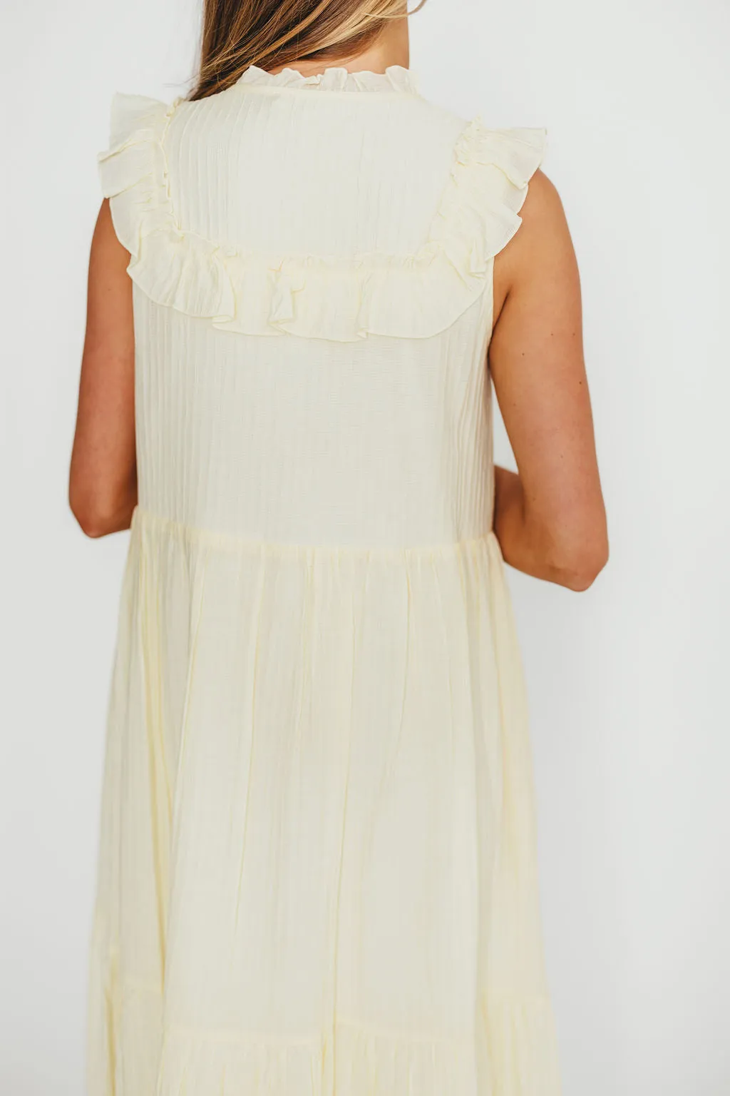 Brynn Ruffle Tiered Midi Dress in Ecru