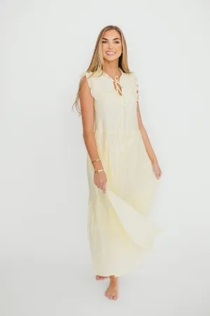 Brynn Ruffle Tiered Midi Dress in Ecru
