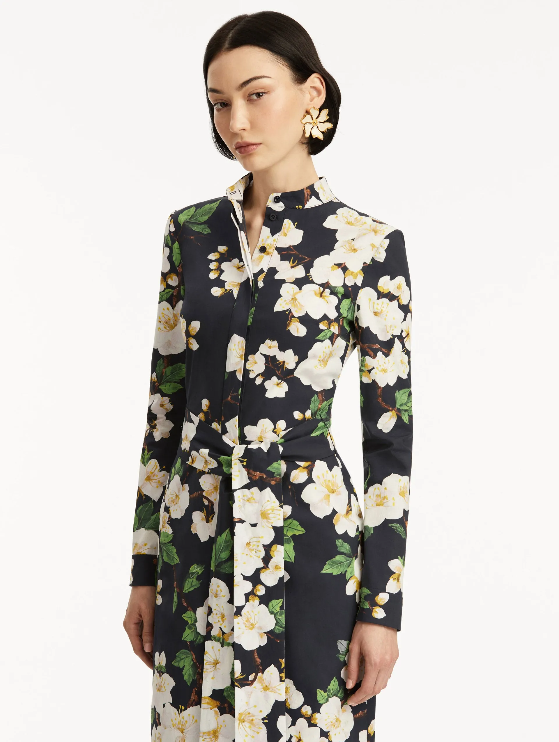 Cherry Blossom Cotton Poplin Pencil Dress