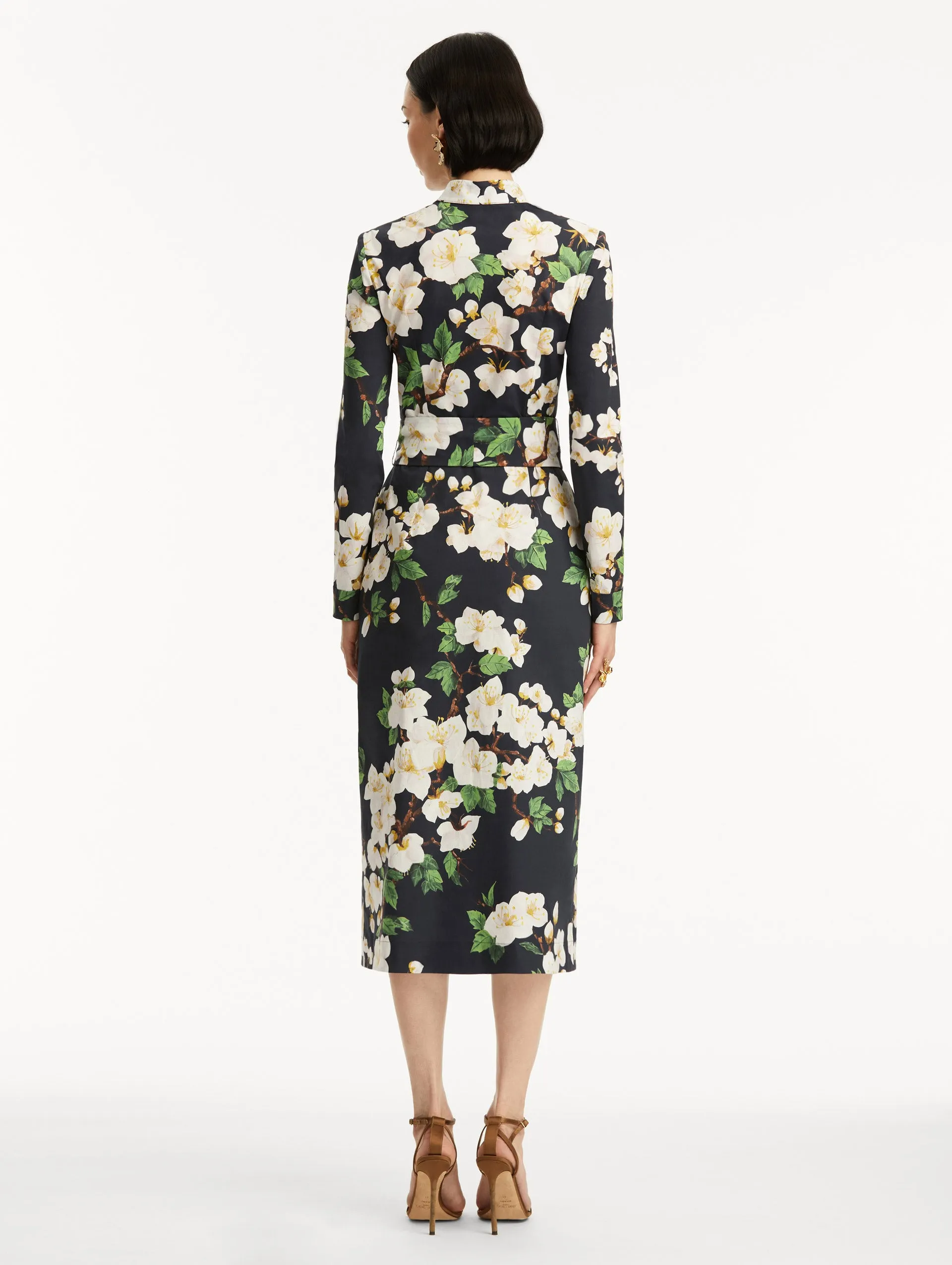 Cherry Blossom Cotton Poplin Pencil Dress