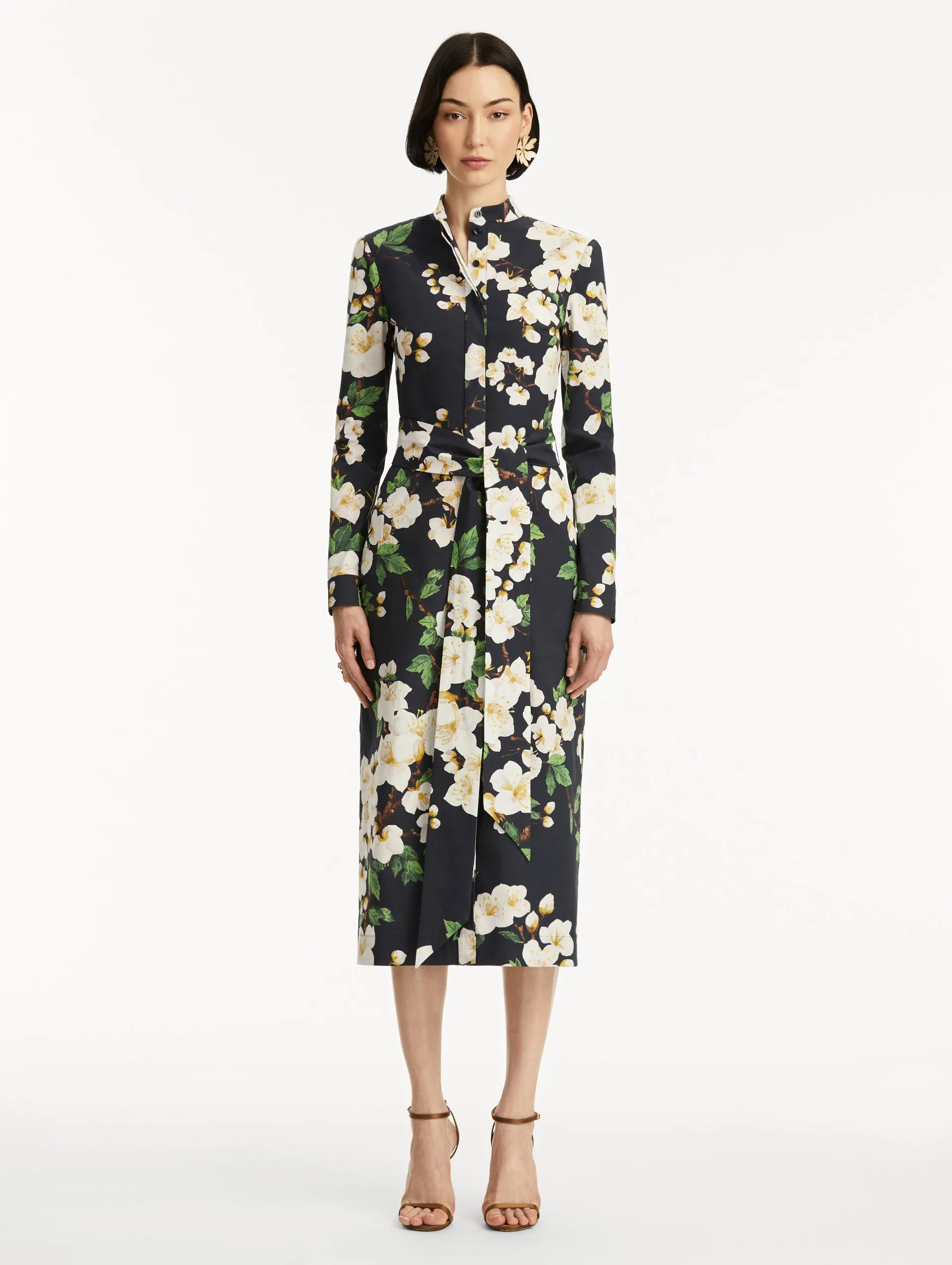 Cherry Blossom Cotton Poplin Pencil Dress