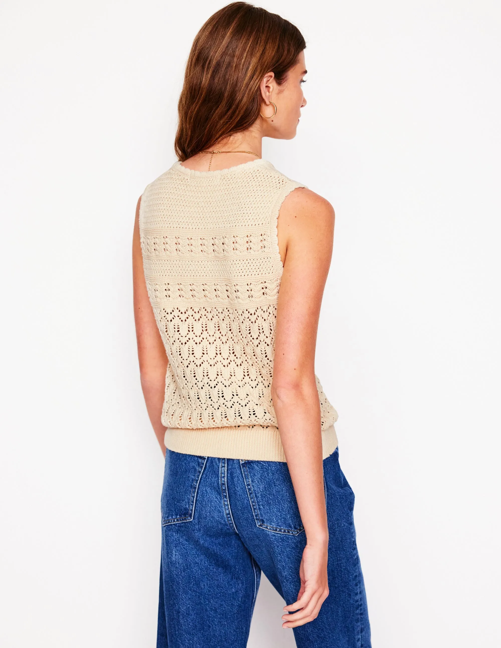 Cotton Stitch Crew Tank-Warm Ivory