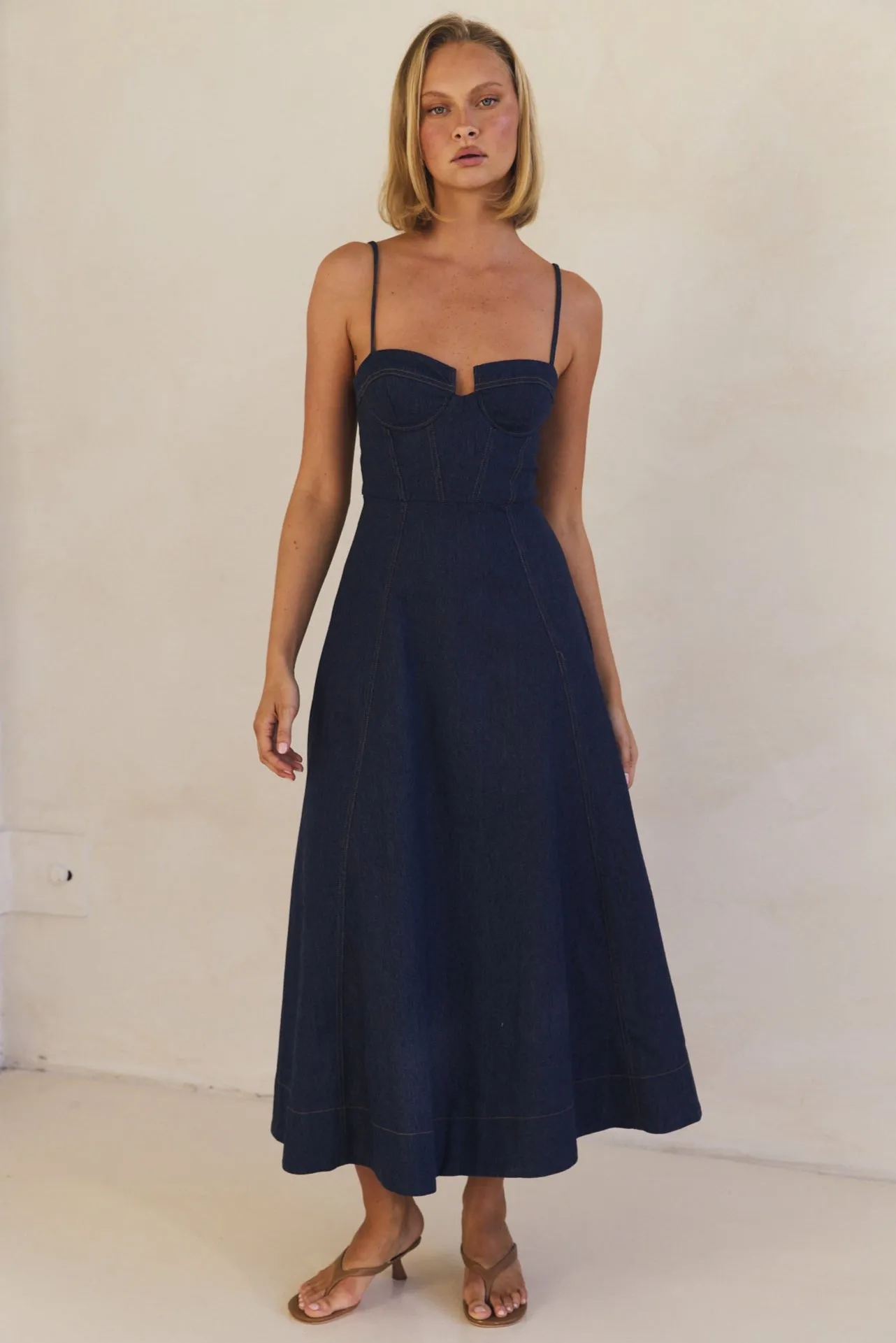 Crosby Denim Midi Dress (Blue)