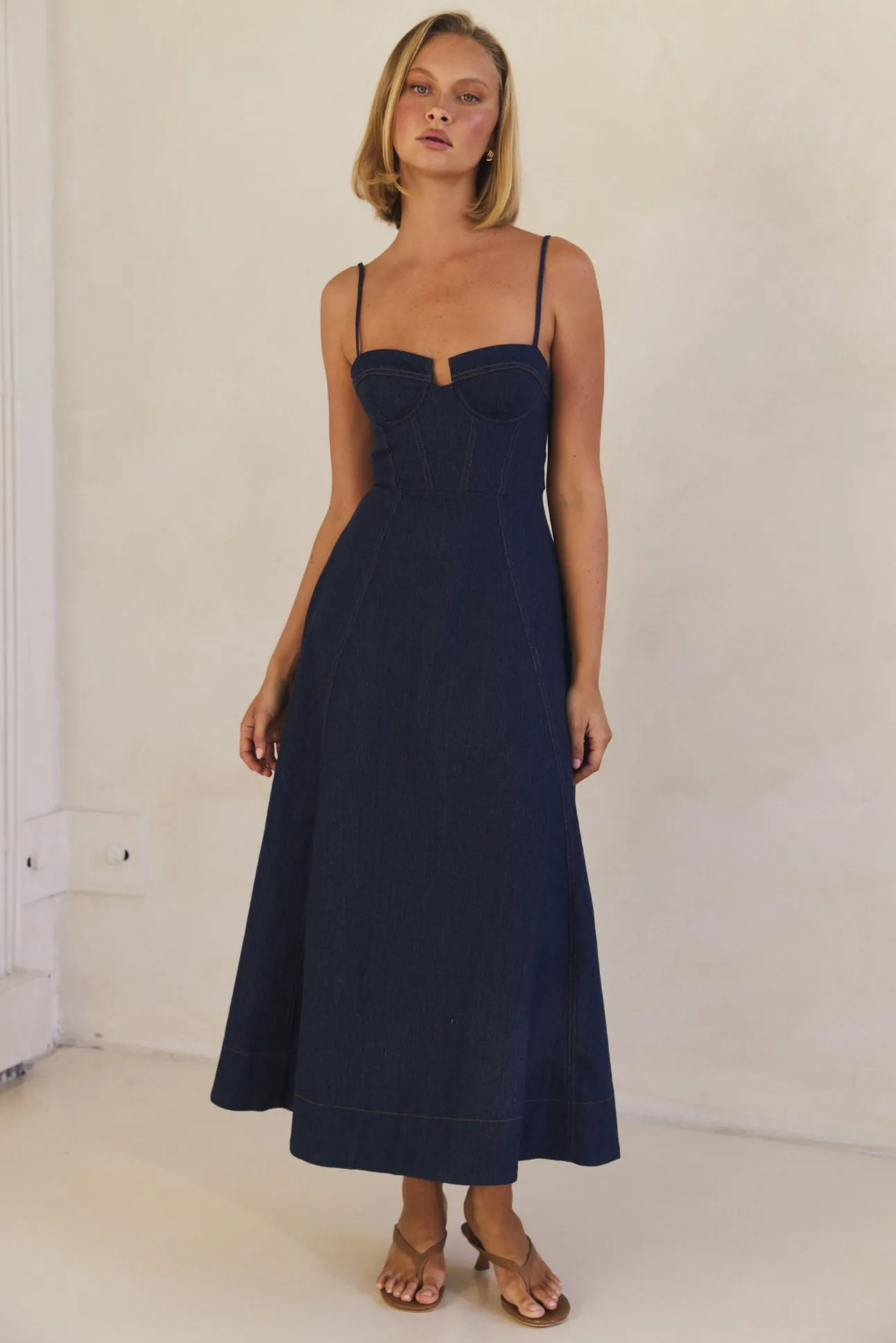 Crosby Denim Midi Dress (Blue)