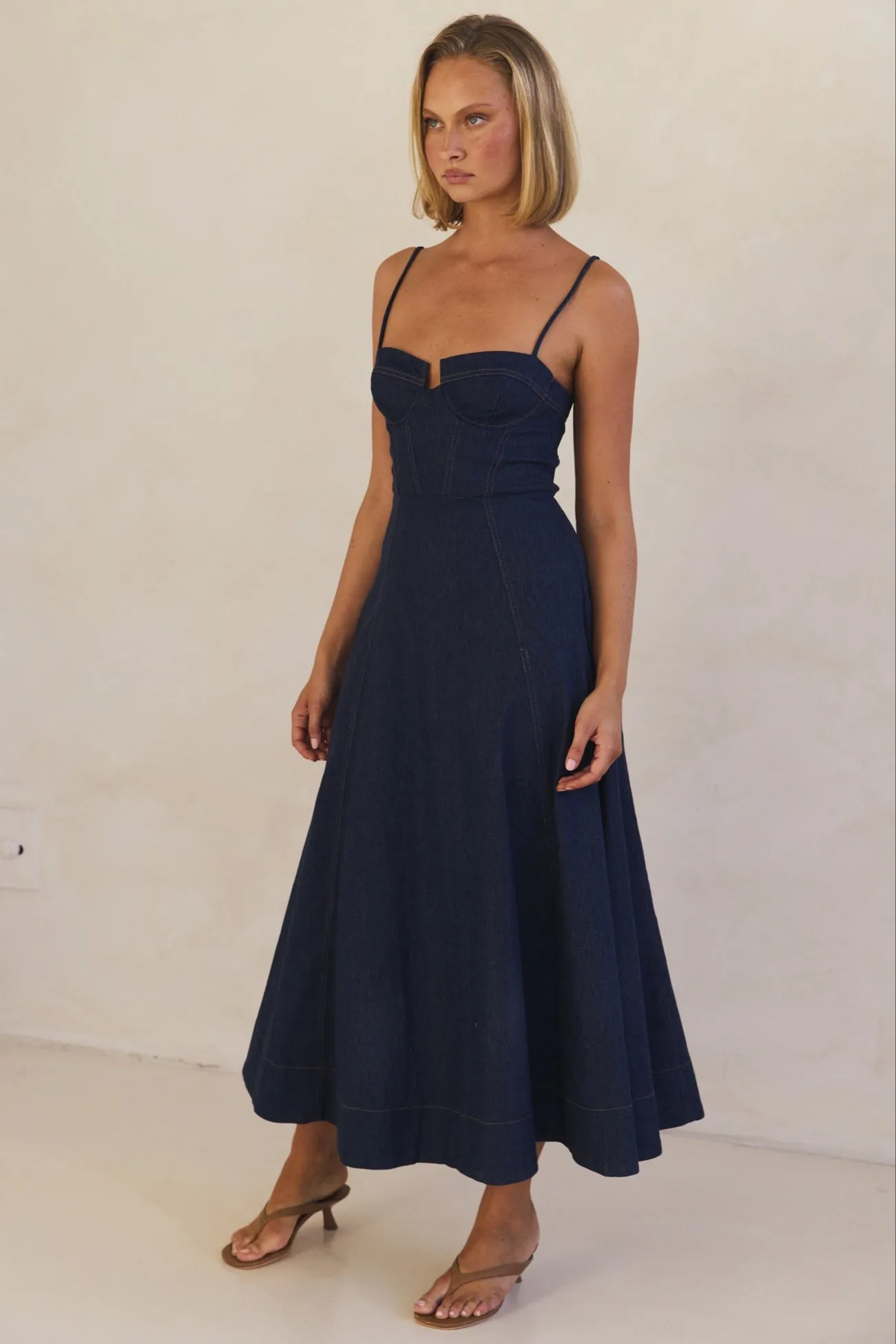 Crosby Denim Midi Dress (Blue)