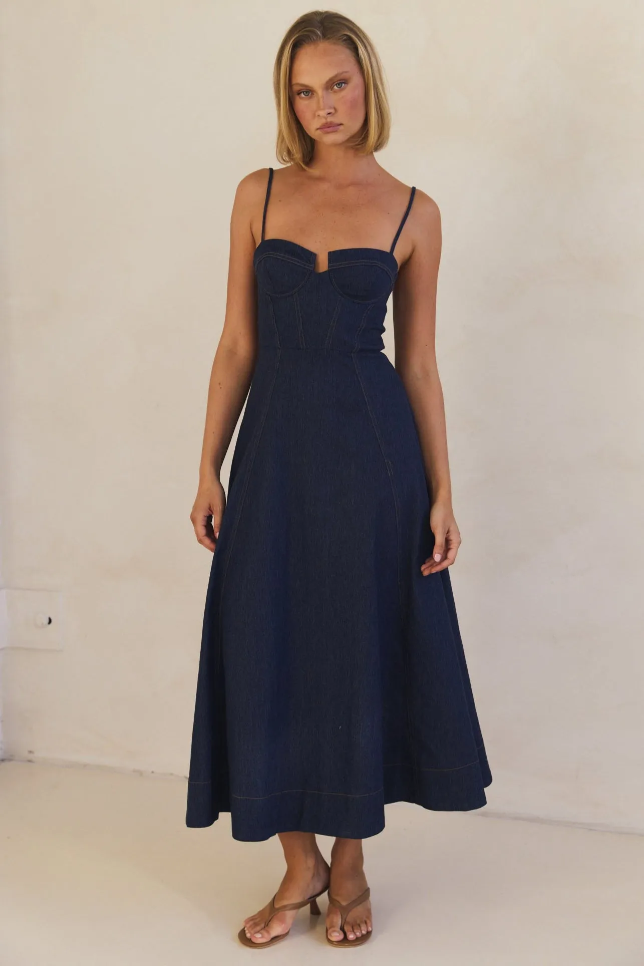 Crosby Denim Midi Dress (Blue)