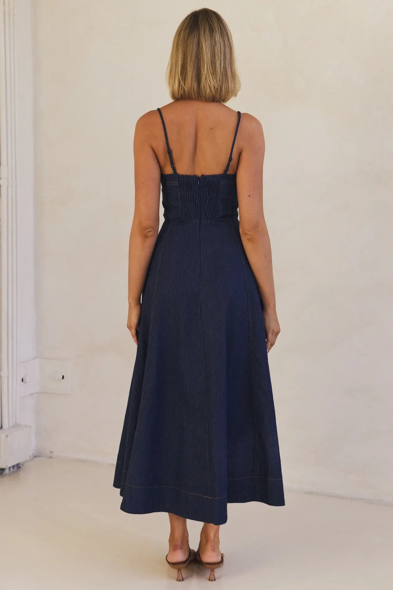 Crosby Denim Midi Dress (Blue)
