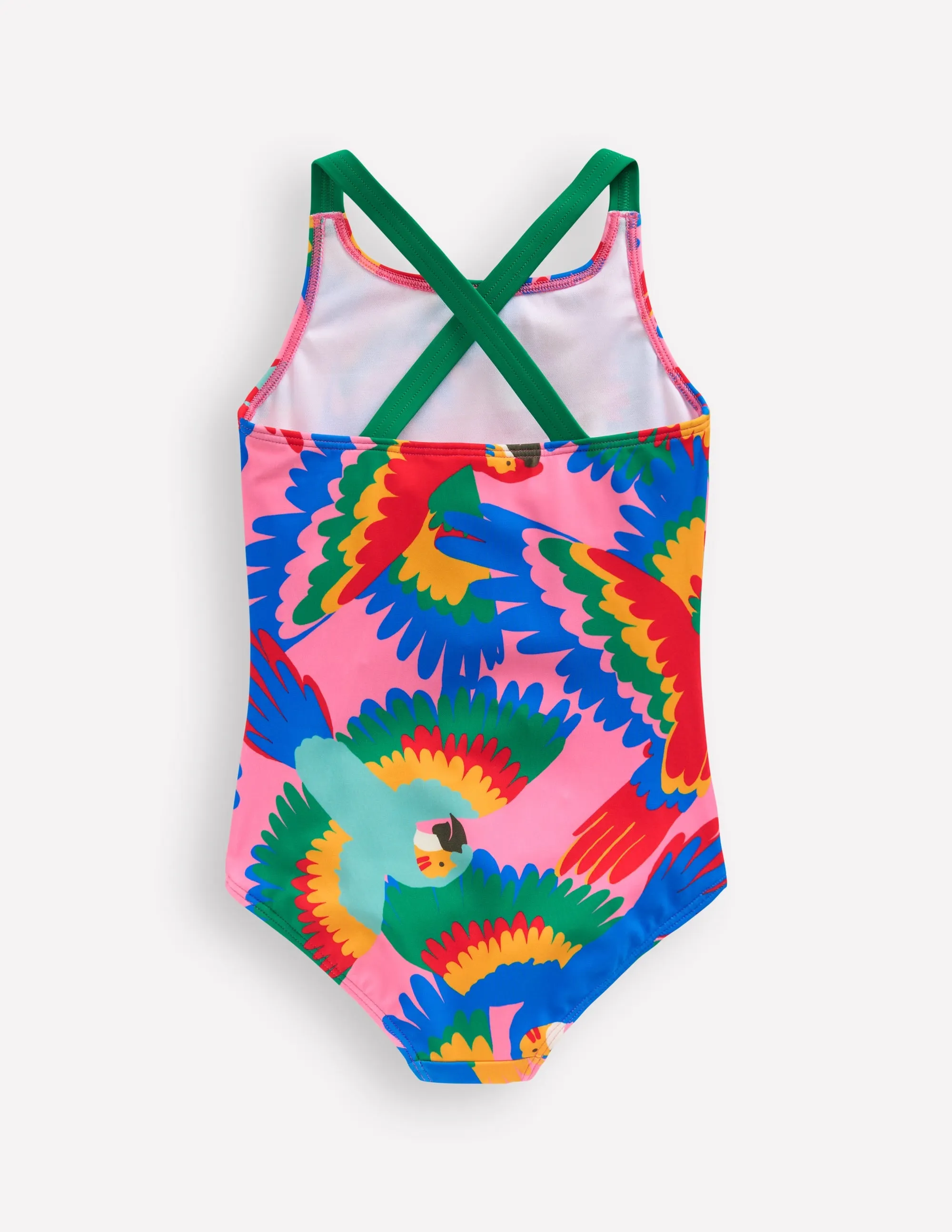 Cross-back Printed Swimsuit-Multi Rainbow Parrot