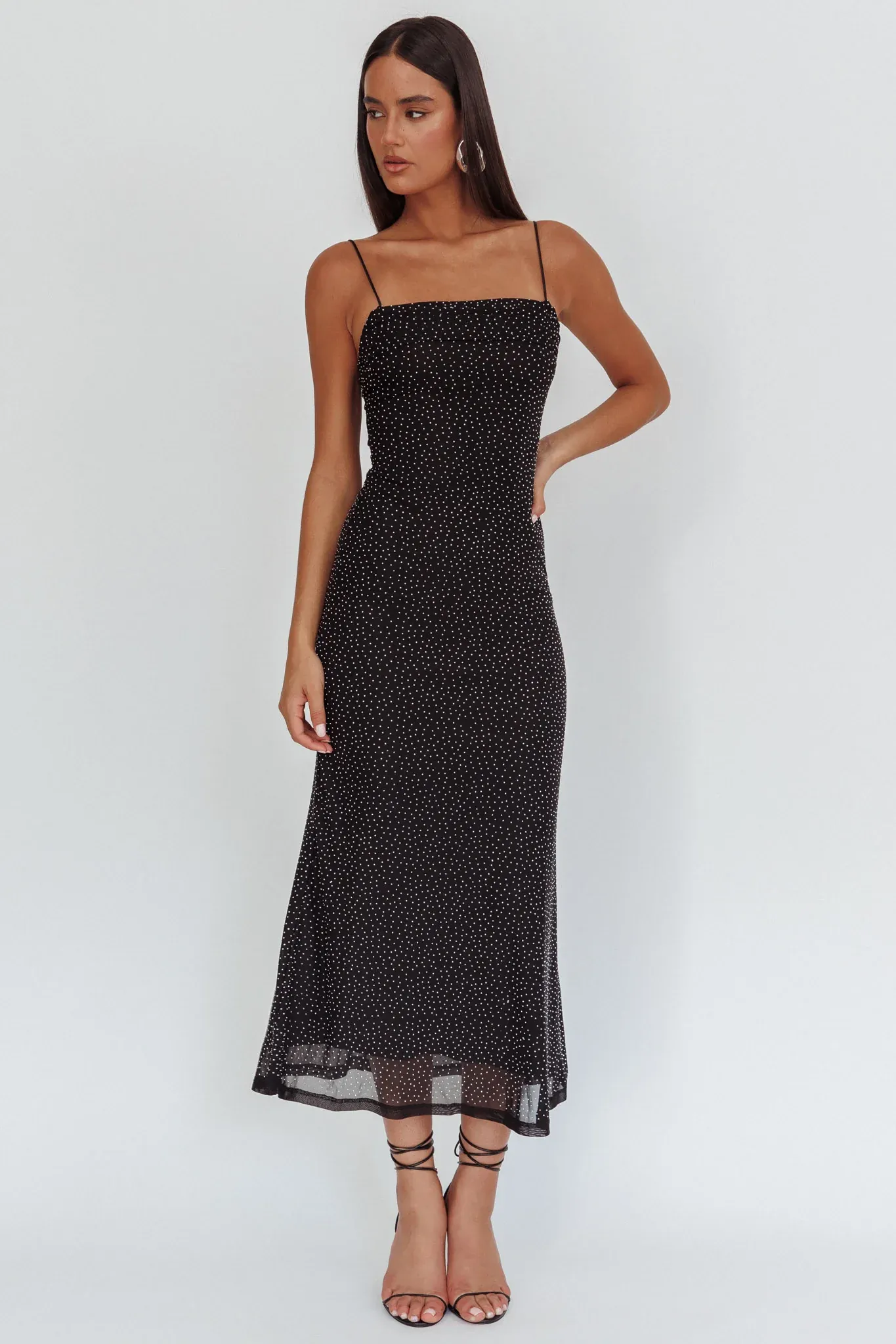 Days Ahead Rhinestone Overlay Maxi Dress Black