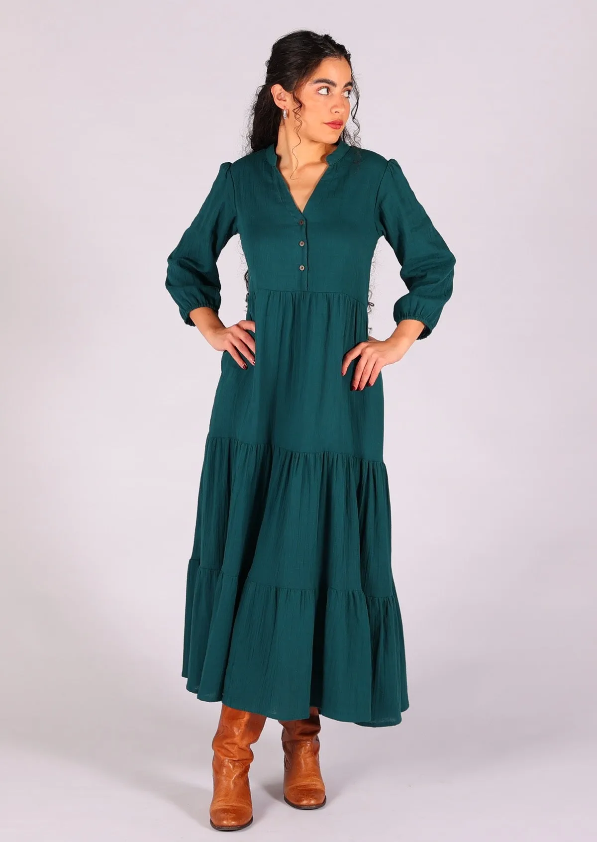 Deep Teal Tiered Maxi Dress
