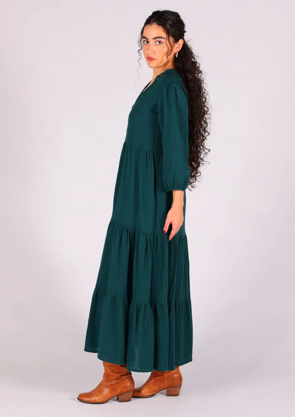 Deep Teal Tiered Maxi Dress